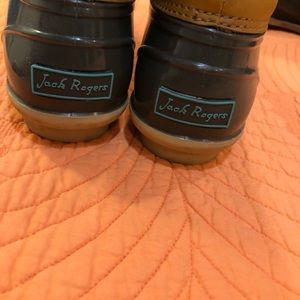 Jack Rogers Olive color rain boots.